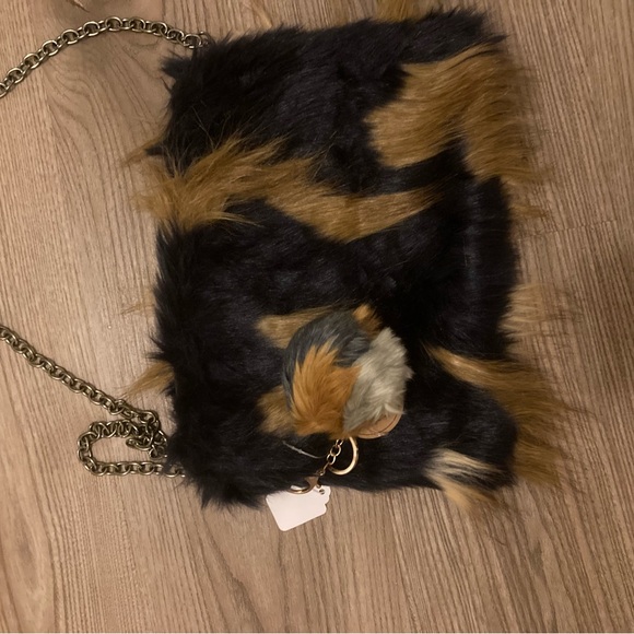 Faux Fur Shoulder Bag - Black and Brown - Picture 4 of 4